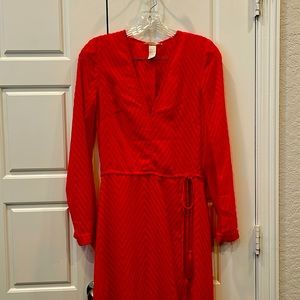 H&M Katy Perry Collection Red Chiffon Maxi Dress -Long Sleeve Size:4 Preloved